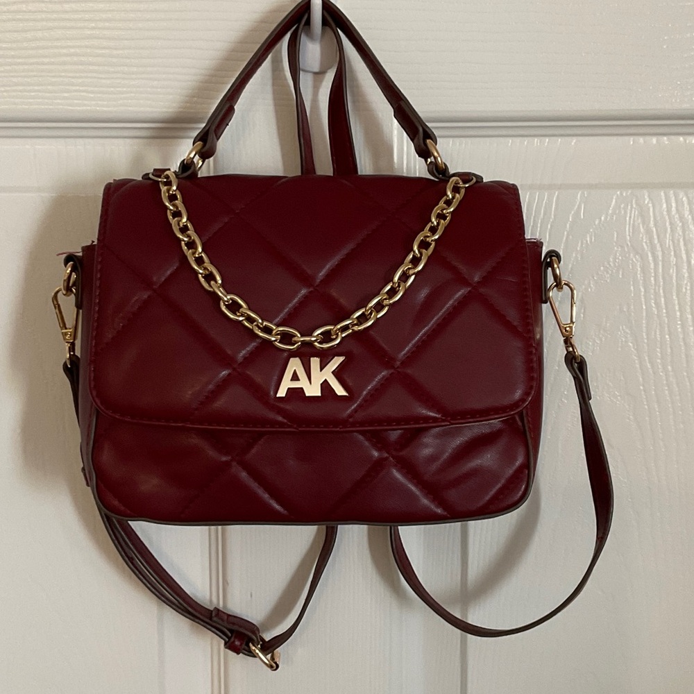 Anne Klein Quilted Maroon Crossbody Bag